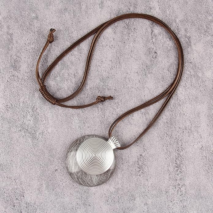 Boho Leather Necklace Women Bohemian Brown Circle Pendant Necklace Choker Long Necklaces for Women Boho Ring Large Pendant