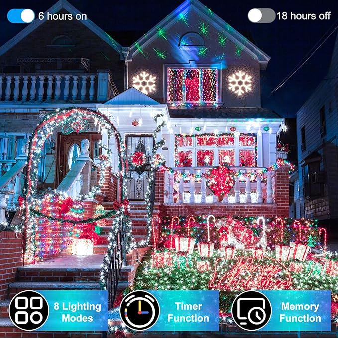 1500 LED 502ft Outdoor Christmas Lights Super Long String Lights 8 Modes Timer Memory, Outsite Waterproof Dark Green Wire Fairy Light Strings for Xmas Tree Wedding Holiday Party Decorations Cool White