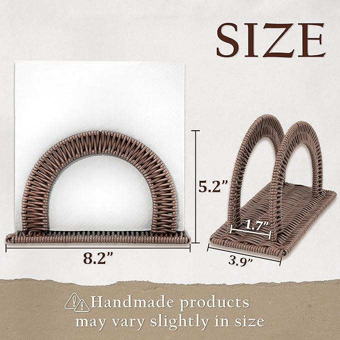 Paper Napkin Holder, Dinner Napkin Dispenser, Upright Rustic Tissue holder, Standing Tissue box, Resin Wicker, Dark Brown