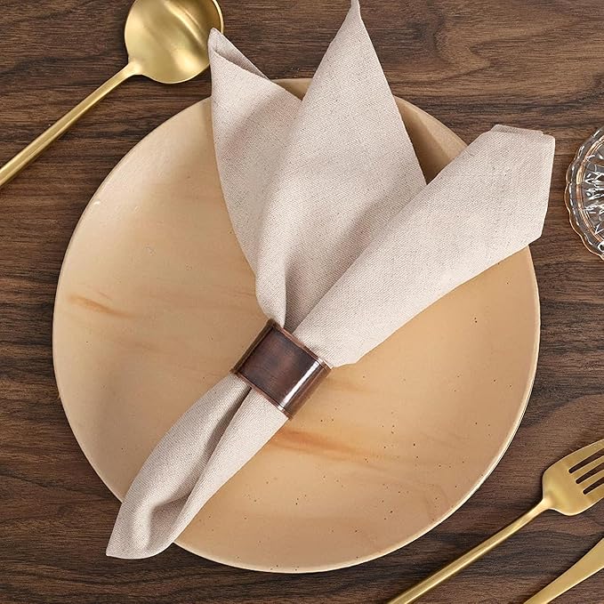 Homidate Linen Flax Cotton Cloth Dinner Napkins Set of 12 – 18x18 Natural Hemstitched Reusable Fabric Napkins for Weddings, Parties, Dinners & Table Décor – Elegant & Durable