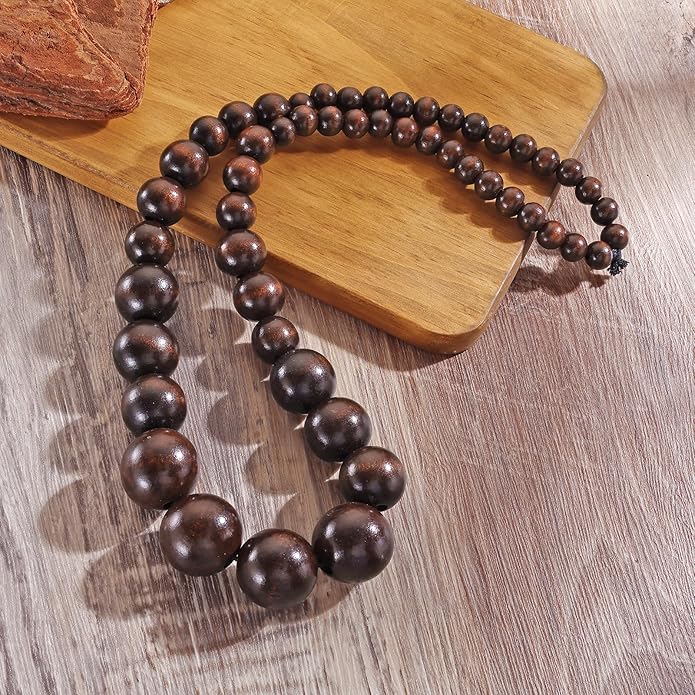 Coiris Layer Chunky Wood Beaded Necklace Exaggerated Statement Bead Collar Necklace Bib Necklaces
