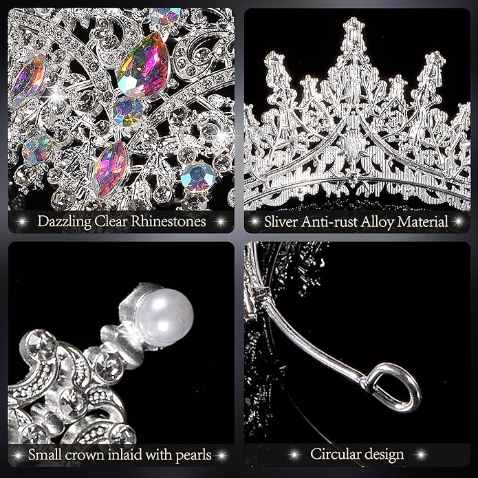 Crowns for Women - Tiaras for Women Crystal Queen Crown for Birthday Costume Party Celebration