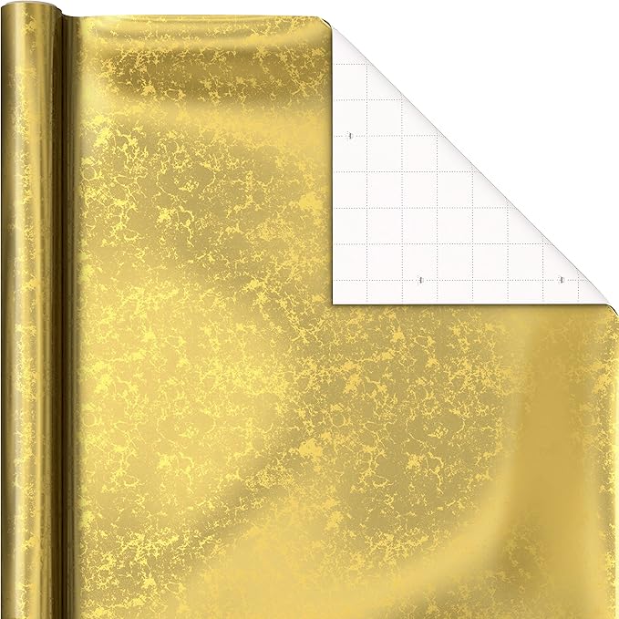 Hallmark Christmas Wrapping Paper Rolls, Metallic Foil Holiday Gift Wrap (Pack of 3: 60 sq. ft. ttl) Elegant Navy Blue and Gold for Christmas, Hanukkah, Weddings, Graduations