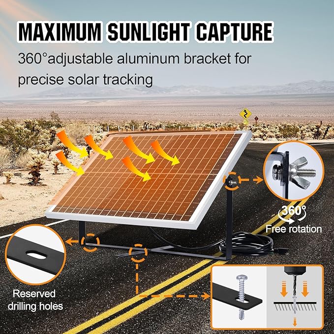 ECO-WORTHY 25W 12V Solar Battery Trickle Charger Maintainer, Waterproof Solar Panel + Adjustable Mount Bracket + Upgrade Charge Controller for 12V Batteries Cars RV Boat Motorcycle Marine