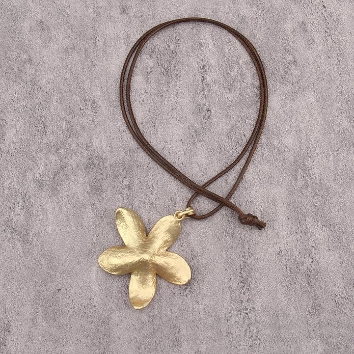 Boho Leather Necklace Women Bohemian Brown Circle Pendant Necklace Choker Long Necklaces for Women Boho Ring Large Pendant
