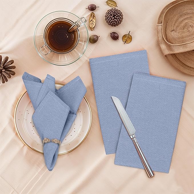 Ruvanti Cloth Napkins Set of 12, 18x18 Reusable Napkins Cloth Washable, Soft & Durable Table Napkin, Poly Cotton Fabric Dinner Napkins for Parties, Christmas, Thanksgiving, Weddings - Midnight Blue