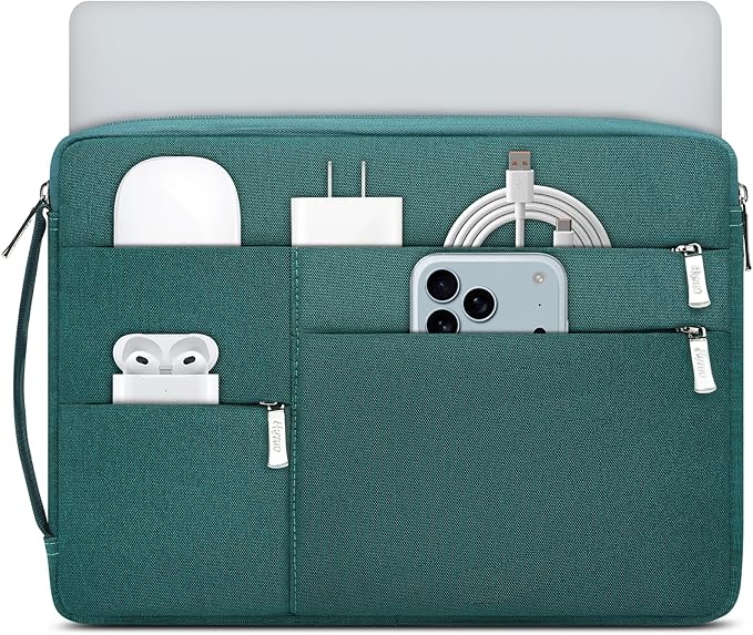 HYZUO 14-15 Inch Laptop Sleeve Bag for MacBook Air 15 M4 M3 M2, MacBook Pro 15, 15" Surface Laptop, XPS 14/15 Plus, Portable NoteBook Case for 14" HP Dell Lenovo ThinkPad Asus Acer, Dark Green