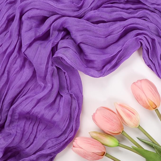 12 Pack Purple Cheesecloth Table Runner 10FT Boho Cheese Cloths Gauze Fabric Table Runners 120 Inch Rustic Sheer for Wedding Birthday Party Baby Shower Centerpiece Home Decorations