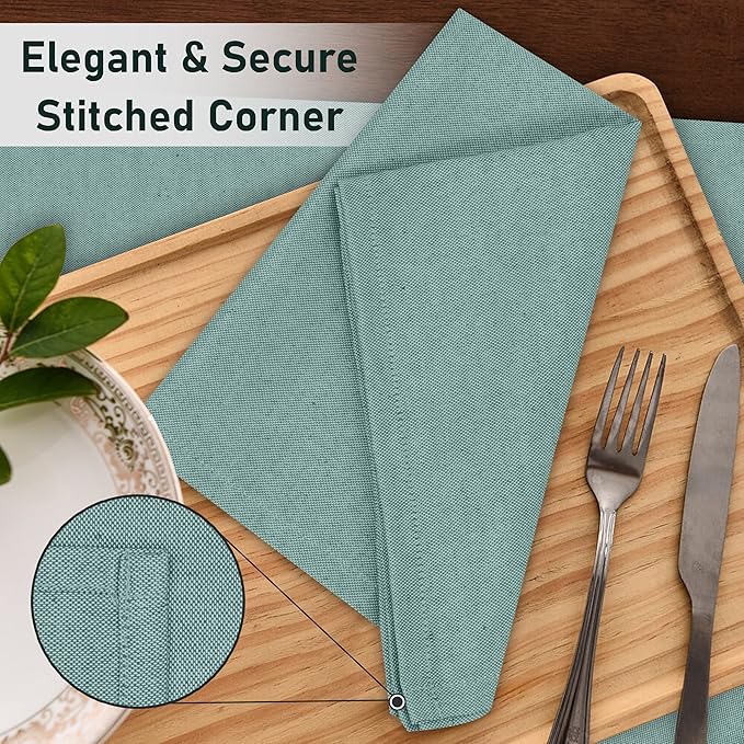 Ruvanti Cloth Napkins Set of 6, 18x18 Reusable Napkins Cloth Washable, Soft & Durable Table Napkin, Poly Cotton Fabric Dinner Napkins for Parties, Christmas, Thanksgiving, Weddings - Teal