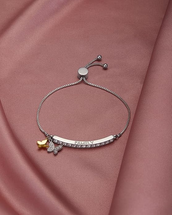 INSPIRED VOICES Sterling Silver Plated Charm Bracelets for Women - Easy Adjustable Bracelets