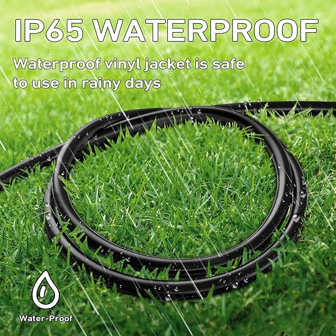 LUCKY TL Indoor Outdoor Extension Cord, 16/3 Gauge Black Long Extension Cord 50ft, Waterproof Flexible Case, Made of Pure Copper, 13A 1625W 16AWG SJTW, 3 Prong Heavy Duty Wire, ETL