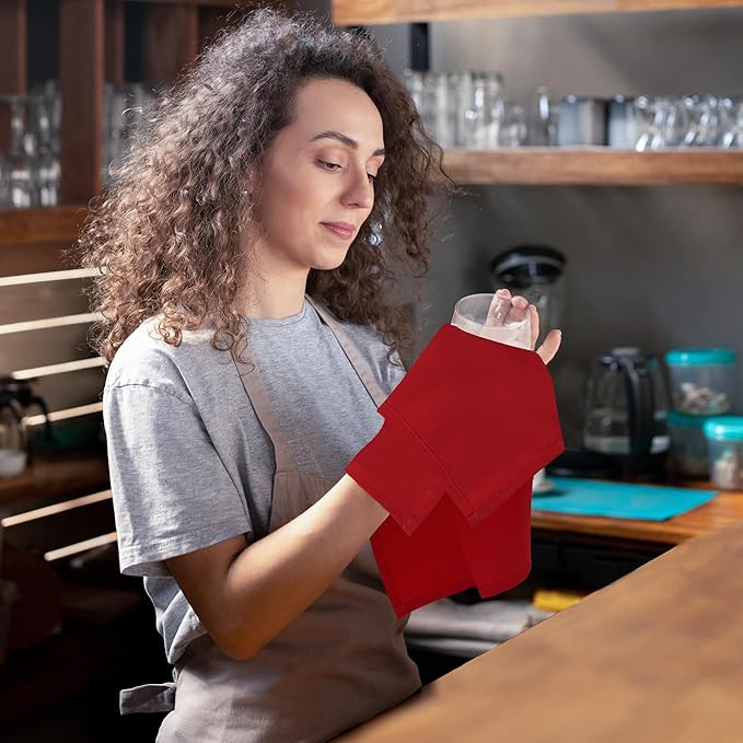 Utopia Home [24 Pack, Red] Cloth Napkins 20x20 Inches, 100% Polyester Hemmed Edges, Washable and Reusable Ideal for Parties, Weddings and Dinners