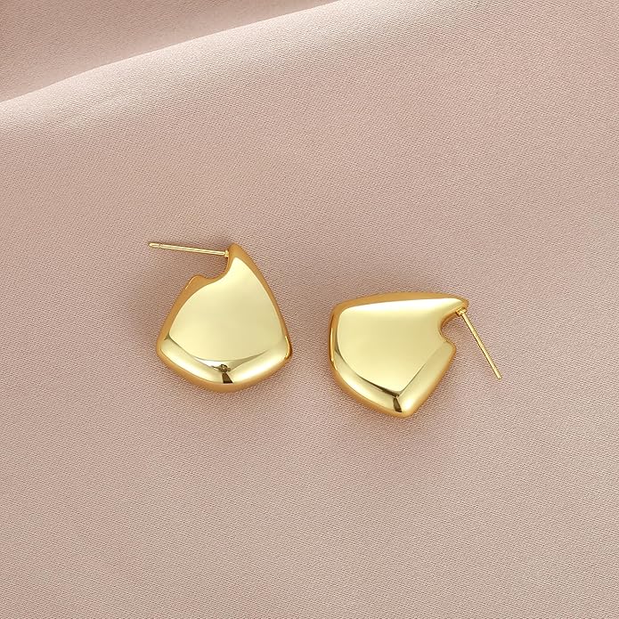 DAILY VIBES Big Chunky Fin Drop Statement Earrings for Women Trendy Lightweight Hypoallergenic Geometric Hoop Earrings for Women