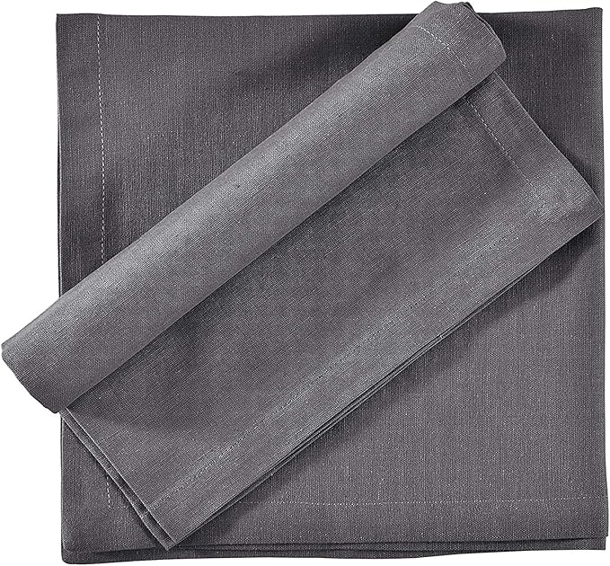 TARAN LIVING Grey Cotton Napkin Ultra Soft Durable Washable Mitered Corners Dinner Napkins Set Reusable Best for Easter Gifting - Set of 12 18x18 Inch - Grey