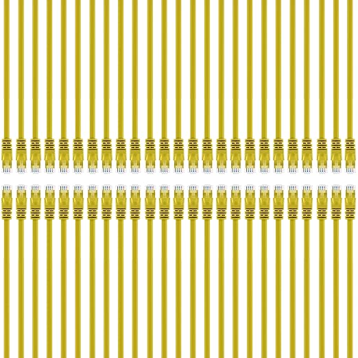 GearIT 50-Pack, Cat5e Ethernet Patch Cable 1 Foot - Snagless RJ45 Computer LAN Network Cord, Yellow - Compatible with 48 Port Switch POE Rackmount 48port Gigabit