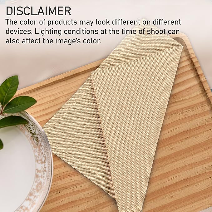 Ruvanti Cloth Napkins Set of 12, 18x18 Reusable Napkins Cloth Washable, Soft & Durable Table Napkin, Poly Cotton Fabric Dinner Napkins for Parties, Christmas, Thanksgiving, Weddings - Honey