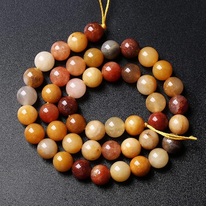 4MM 88PCS Natural Stone Golden Thread Jade Crystal Loose Beads for Jewelry Making DIY Bracelet Necklace 1 Strand 15’’