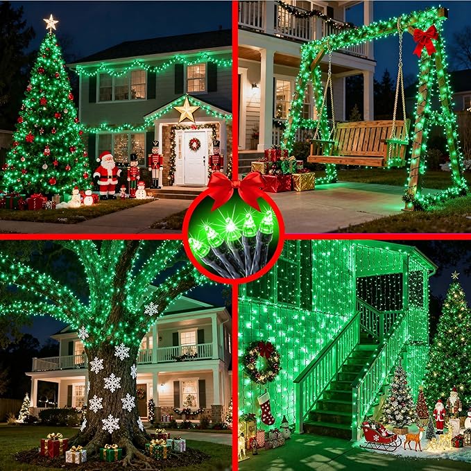 340 LED 90FT Christmas String Lights Outdoor, 12 Pro Modes and Timer Memory & Brightness, Plug in Outdoor Waterproof Clear Wire Twinkle Light for for Xmas Yard Tree Wedding Party Decor (Green)