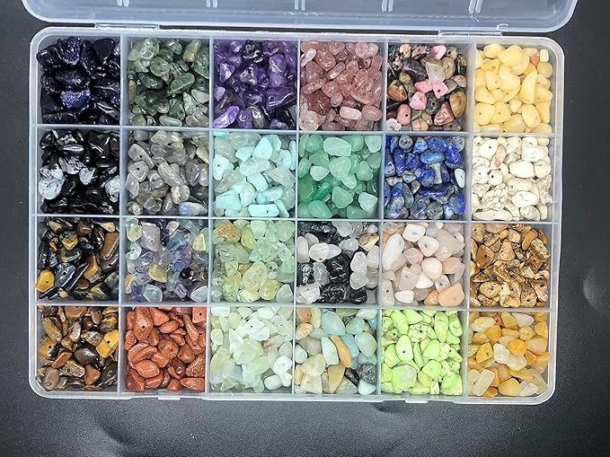 Yephac Gemstone Beads Natural Irregular Shaped Stone Chips Crystal Energy Healing Power for Jewelry Making(24 Materials-2)