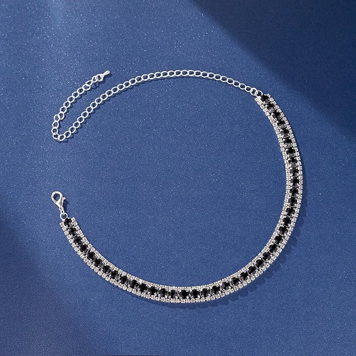 Women Rhinestone Crystal Jewelry Set Crystal Tennis Design Rhinestone Choker Necklace Link Bracelet Teardrop Earrings Set Wedding Bridal Bridesmaids Party