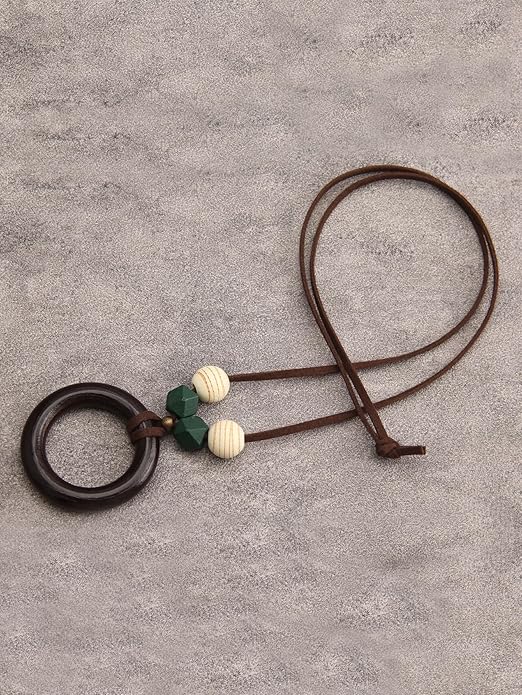 GelConnie Boho Necklaces for Women Vintage Silver Circles Long Pendant Necklace Cowgirl Sweater Necklace Adjustable Leather Choker Necklace for Women