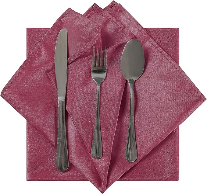Cloth Napkins 17x17 inch Washable Polyester Dinner Napkins Soft Table Napkins for Wedding Party Dining Banquet(Burgundy,25PCS)
