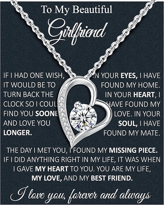 Wife Necklace From Husband To My Wife Necklace Soulmate Necklace For Women Future Wife Jewelry Birthday Christmas Valentine's gifts For Girlfriend Message Card & LED Box