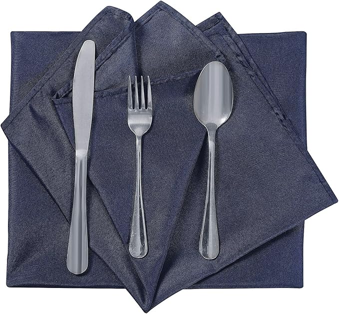 Cloth Napkins 17x17 inch Washable Polyester Dinner Napkins Soft Table Napkins for Wedding Party Dining Banquet(Navy,50PCS)