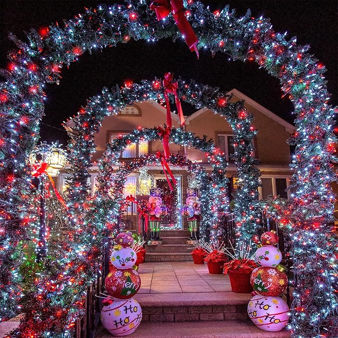 Red and White Christmas Lights Outdoor Waterproof 66ft 200 LED Christmas String Lights 8 Modes Plug in Twinkle Fairy Lights with Timer Memory for Indoor Outside Bedroom Home Party Decoration