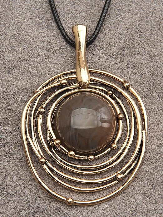 GelConnie Boho Necklaces for Women Vintage Silver Circles Long Pendant Necklace Cowgirl Sweater Necklace Adjustable Leather Choker Necklace for Women