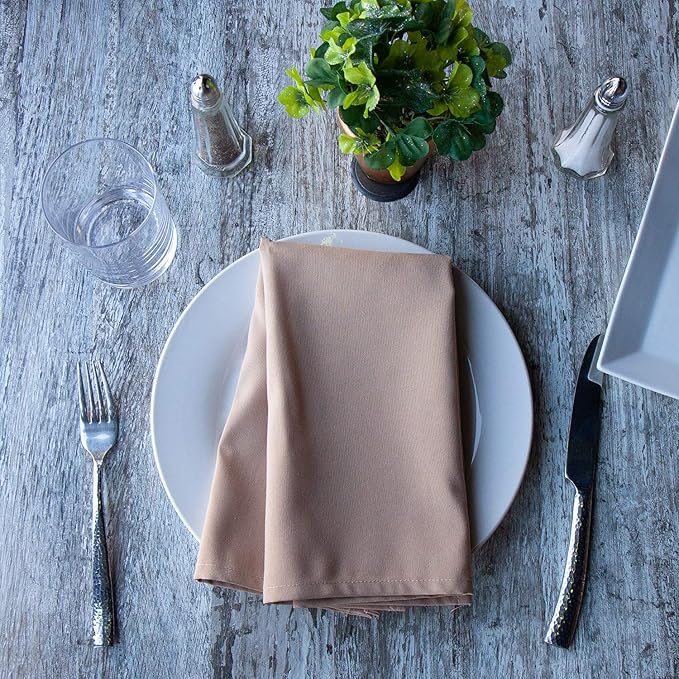 Arkwright Restaurant Cloth Napkins - (Pack of 25) Spun Polyester Dinner Napkin with Hemmed Edges - Ideal for Dinner, Wedding, Party, Banquet, Kitchen, 20 x 20 in, Sandalwood