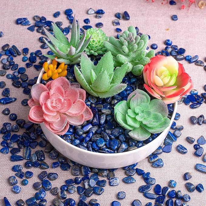 Polished Lapis Lazuli Crystal Chips 200 Pcs - 0.3" 10 oz Tumbled Stone Chips Crushed Sea Glass Stones Healing Reiki Crystal Making Home Decoration