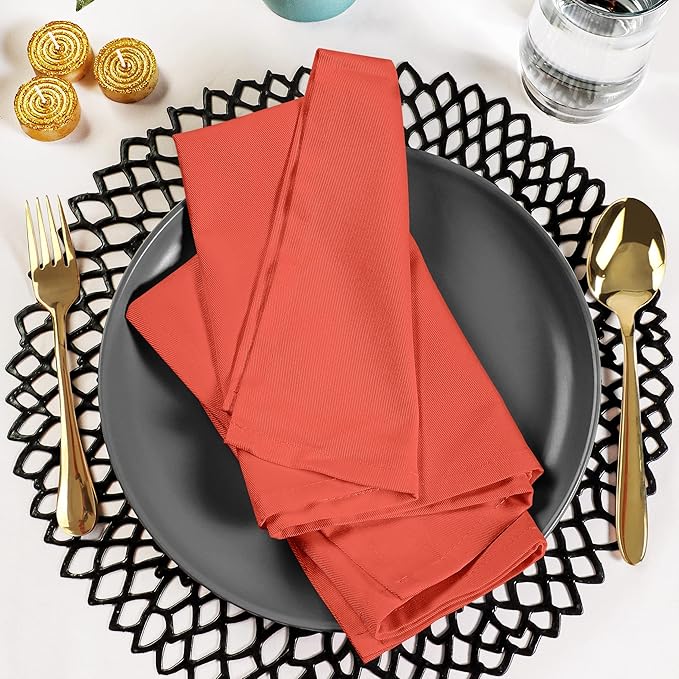 Utopia Kitchen Coral Cloth Napkins [12 Pack, 18x18 Inch] Absorbent Cotton Blend Washable and Reusable for Dinner, Restaurant, Lunch, Wedding and Hotel