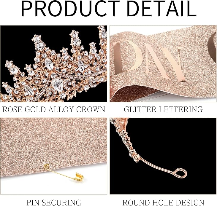 Gold Crown for Women Crystal Princess Tiaras Rhinestone Queen Headband Wedding Bridal Hair Accessories Birthday Prom Pageant Party Coming of Age Ceremony Photo Props