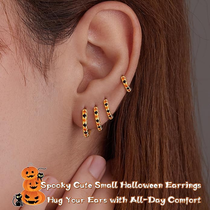 Small Gold Huggie Hoop Earrings Set for Women Men Hypoallergenic 14K Plated Stack Cartilage Earrings, Multiple Piercing Lightweight Mini Thin Cute Dainty Trendy Jewelry Set Christmas Gifts for Women