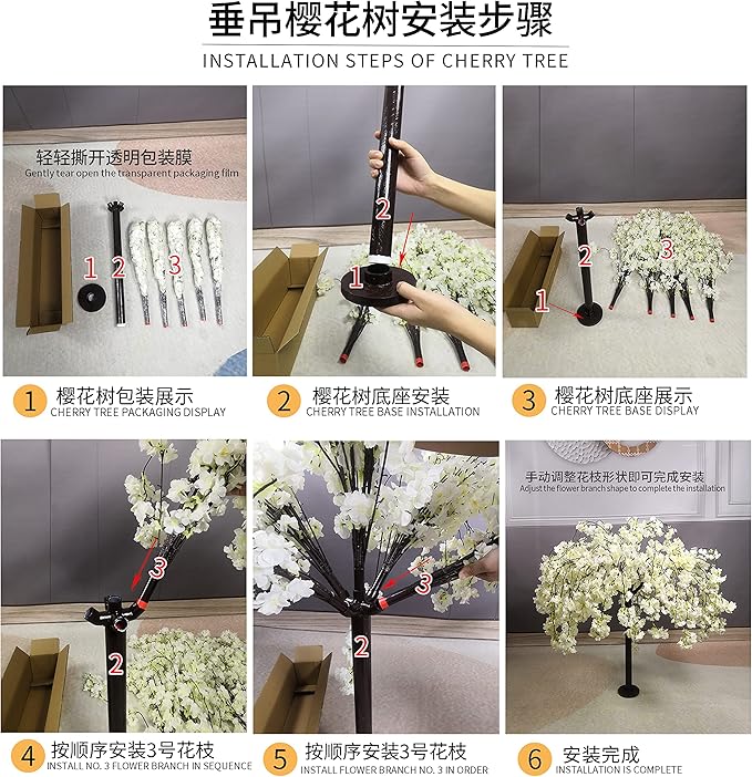 Artificial Cherry Tree Weeping Cherry Tree White Cherry Tree for Indoor Outdoor Home Office Party Table Center Wedding