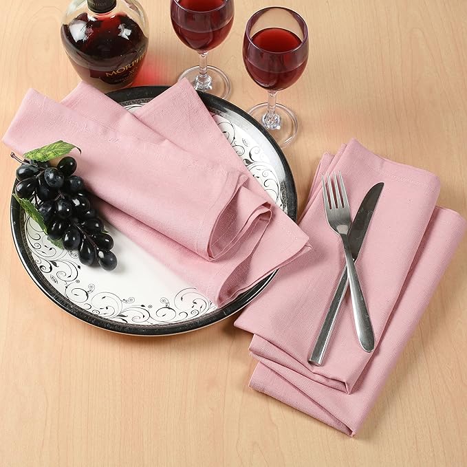 Pink Cloth Napkins Set of 12 Bulk Cotton Linen, Soft Durable Washable - Ideal for Dinner Farmhouse Party Wedding Spring Summer Easter - Perfect Everyday Use Blush Pink, Easter Special