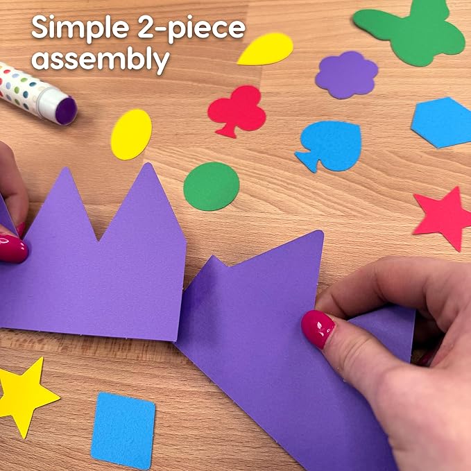 264pcs DIY Party Crown Kit – Makes 12 Princess King Children's Party Crowns, US Made JEWEL Colored Card Stock Easy Punch Out Craft for Royal Themed Birthday Party, Play Dates, Children's Theater Plays