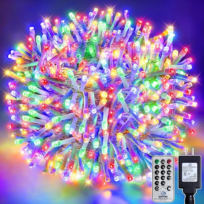 328FT 1000 LED Christmas Tree Lights, Bright Multicolor Outdoor Christmas String Lights for House, Fairy Lights with 8 Modes, Waterproof & Durable Indoor Outdoor Decor, Timer Included