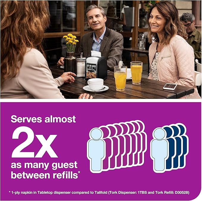 Tork Xpressnap Fit White Dispenser Napkin N14, 2-ply, 36 packs x 120 napkins, DX800