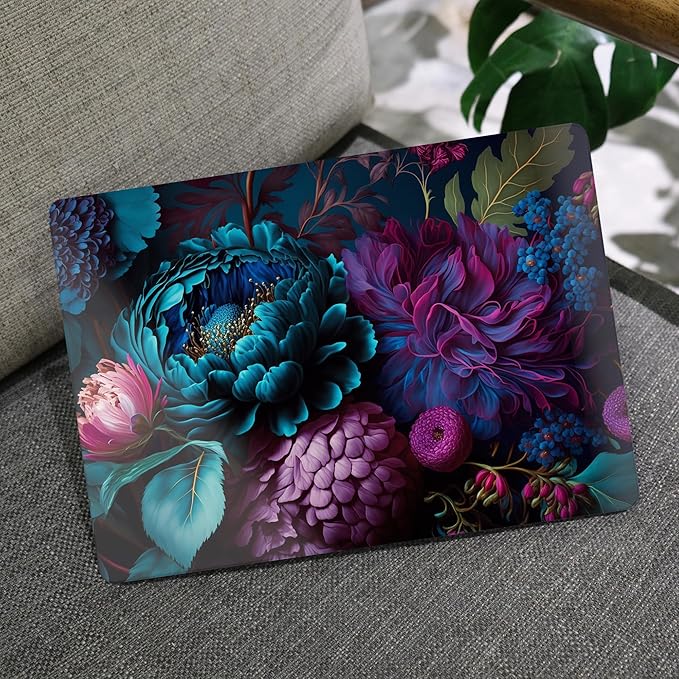 MEEgoodo for MacBook Air 13.3 inch Case 2021 2020 2019 2018 A2337 M1 A2179 A1932, Hard Shell with Keyboard Webcam Cover & Trackpad Film & Type C Adapter for MacBook Air M1, Beautiful Fantasy Flower