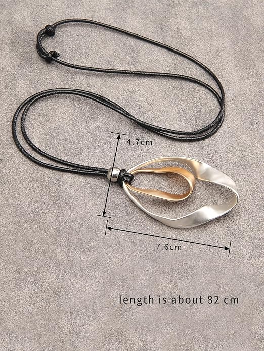 GelConnie Boho Necklaces for Women Vintage Silver Circles Long Pendant Necklace Cowgirl Sweater Necklace Adjustable Leather Choker Necklace for Women