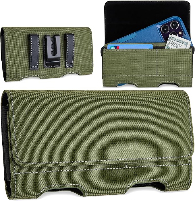 Mopaclle Nylon Phone Holster with Belt Clip for iPhone 17 Pro / 17, iPhone 16 Pro 16,15 Pro 15, iPhone 14, 14 Pro,13 Pro,Samsung Galaxy S25 S24 S23, S22,S21,Premium Cell Phone Belt Holder Pouch Cover