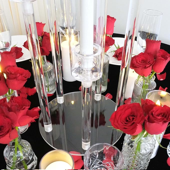 35inch 8pcs Acrylic Candelabra Centerpieces for Tables 5 Arms Wedding centerpieces for Decorations