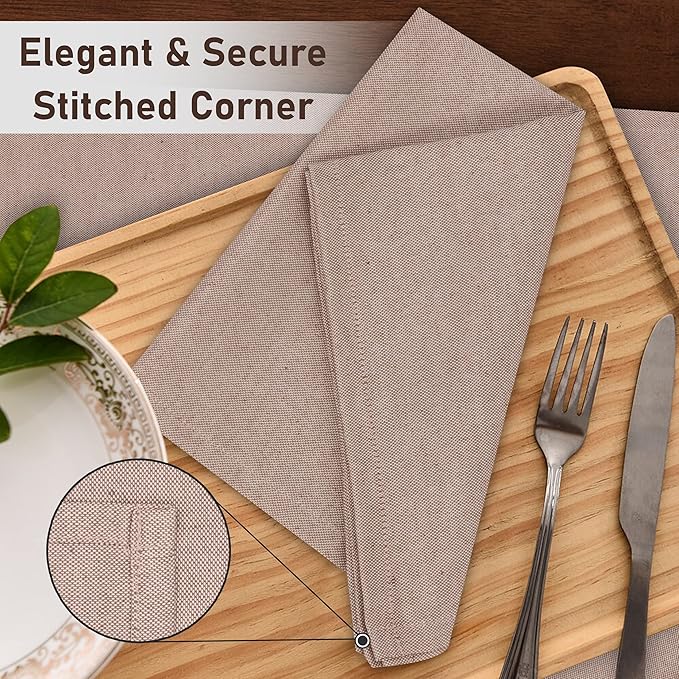 Ruvanti Cloth Napkins Set of 6, 18x18 Reusable Napkins Cloth Washable, Soft & Durable Table Napkin, Poly Cotton Fabric Dinner Napkins for Parties, Christmas, Thanksgiving, Weddings - Rust