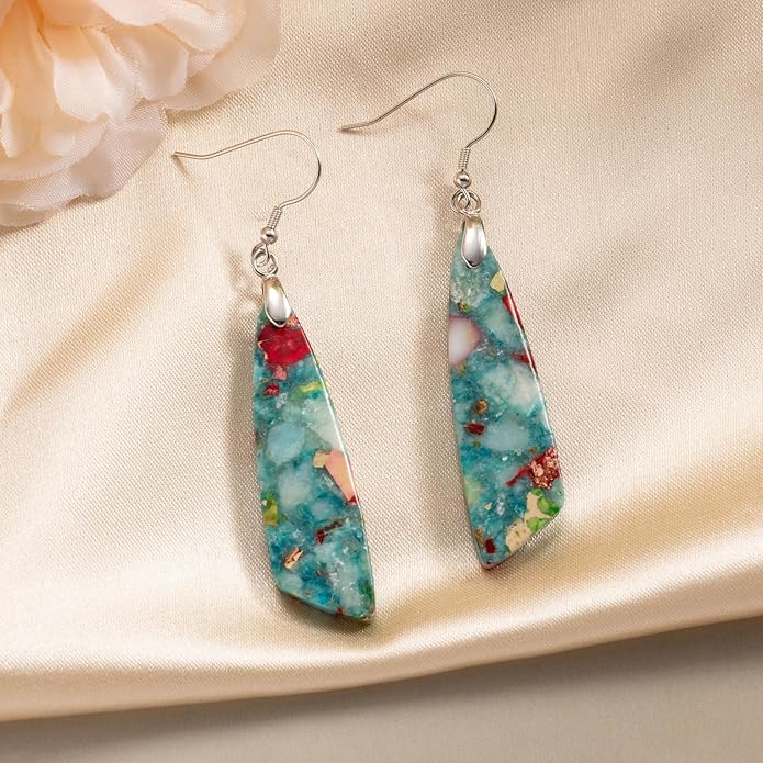 SELOVO Jasper Stone Earrings for Women Trendy Dangle Earrings Fishhook Drop Earrings