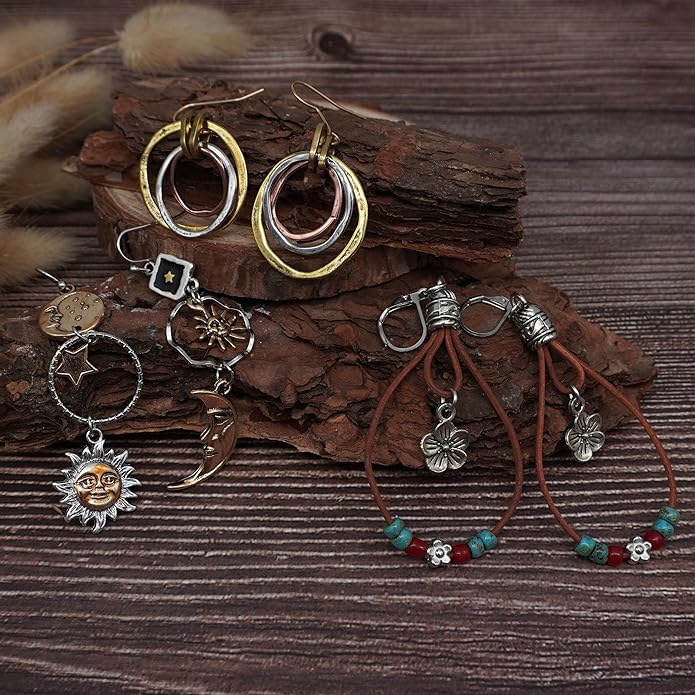 11 Pairs Vintage Drop Dangle Earrings for Women Boho Earring Jewelry Set Retro Flower Dangly Earring Teardrop Sun and Moon Earrings for Mother's Day Christmas