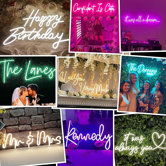Custom Neon Signs,Customizable Neon Sign Colorful for Wall Decor Personalized Large Neon Sign for Wedding Birthday Party Gifts Bar Shop Business Neon Name Signs
