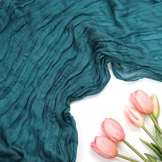 12 Pack Teal Cheesecloth Table Runner 10FT Boho Cheese Cloths Gauze Fabric Table Runners 120 Inch Rustic Sheer for Wedding Birthday Party Baby Shower Centerpiece Home Decorations