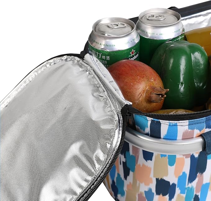 ALLCAMP Insulated Cooler Bag Portable Collapsible Picnic Basket Cooler with Sewn in Frame (Medium Graffiti Pattern)